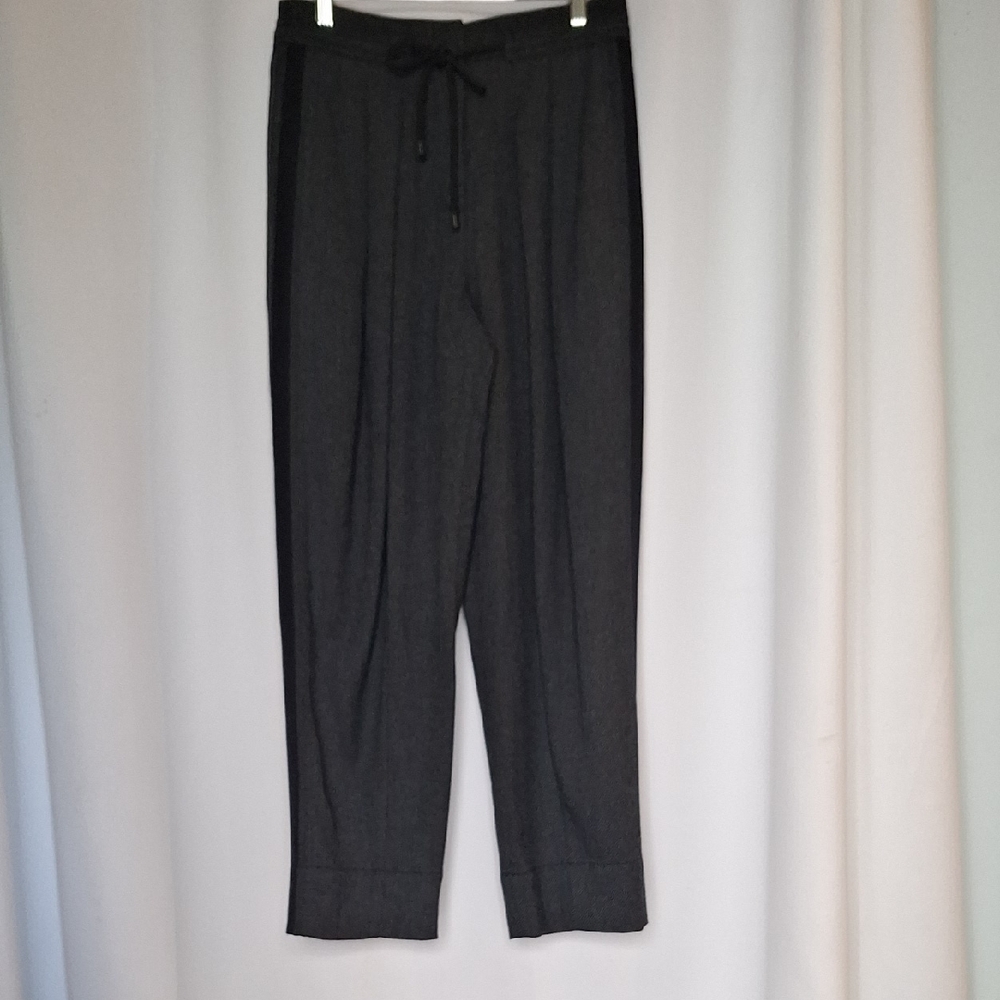 ME+EM Women's Grey And Black Drawstring Pleated Pants Size 6